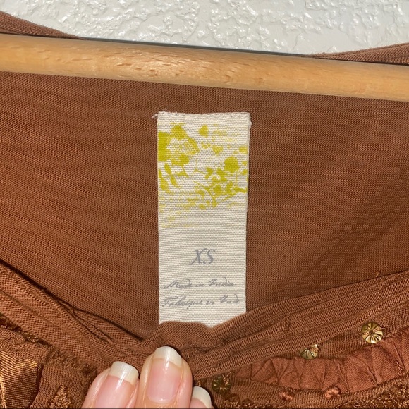 Anthro C. Keer Ribbon Embroidered Floral Beaded Embellished T-Shirt Tee Shirt - Picture 8 of 11